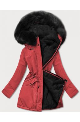 Teplá dámská zimní bunda MODA610 červeno-černá