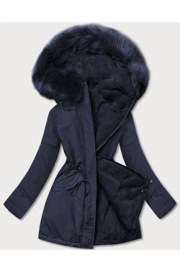Teplá dámská zimní bunda MODA610 tmavěmodrá