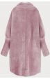 Dlouhý vlněný dámský kabát alpaka MODA7108 růžový