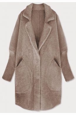 Dlouhý vlněný dámský kabát alpaka MODA7108 béžový