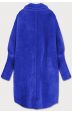 Dlouhý vlněný dámský kabát alpaka MODA7108 modrý