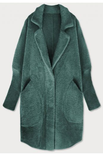 Dlouhý vlněný dámský kabát alpaka MODA7108 zelený