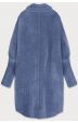 Dlouhý vlněný dámský kabát alpaka MODA7108 modrý 2