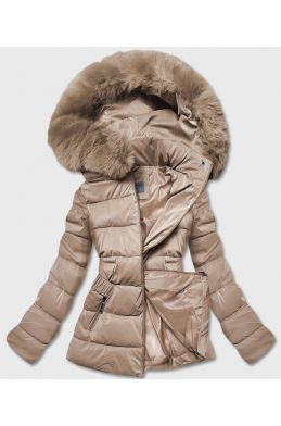 Lesklá dámská zimní bunda MODA8090 béžová