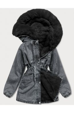 Dámská jeansová bunda s kožešinou MODA8048 černá