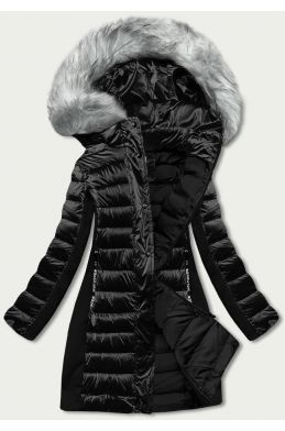 Dámská zimní bunda z kombinovaných materiálů MODA067 černá