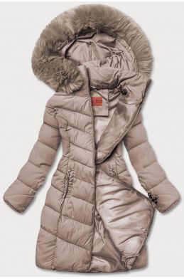 Dámska zimná bunda  s kapucňou MODAY045 tmavěbéžová