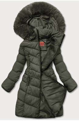 Dámska zimná bunda  s kapucňou MODAY045 khaki