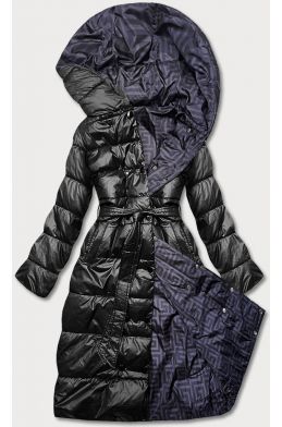 Dlouhá dámská oboustranná zimní bunda MODA6636 černá