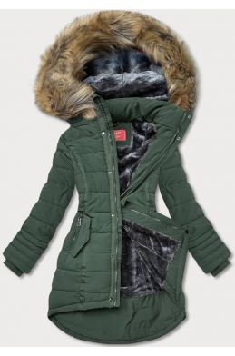 Asymetrická dámská zimní bunda MODA1301 zelená