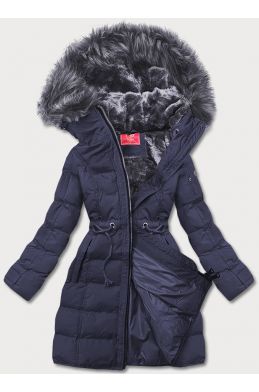 Dámská zimní bunda s kapucí MODA1603 tmavěmodrá