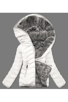 Dámská oboustranná zimní bunda 21507 smetanovo-šedá