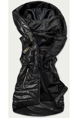Dámská lesklá vesta s kapucí MODA8130 černá