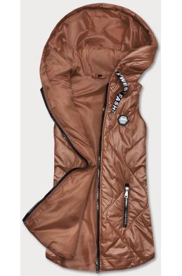 Dámská vesta s kapucí MODA0130BIG karamelová
