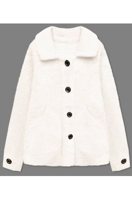 Krátký dámský kabát alpaka MODA537 smetanový