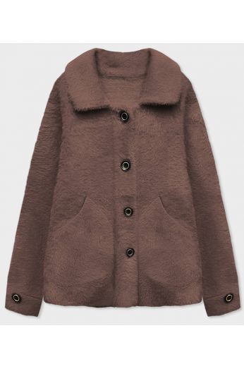 Krátký dámský kabát alpaka MODA537 čokoládový