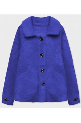 Krátký dámský kabát alpaka MODA537 tmavě modrý