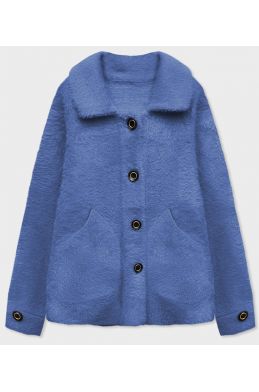 Krátký dámský kabát alpaka MODA537 modrý