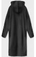 Dlouhý vlněný kabát alpaka s kapucí MODA105 černý