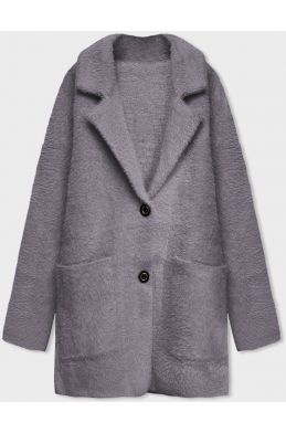 Krátký vlněný dámský kabát alpaka MODA7108-1 šedý