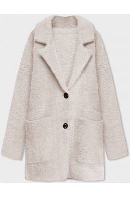 Krátký vlněný dámský kabát alpaka MODA7108-1 béžový