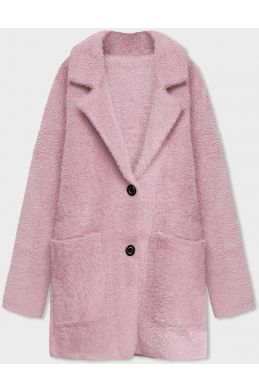 Krátký vlněný dámský kabát alpaka MODA7108-1 bledě růžový