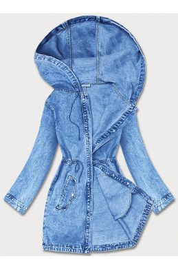 Dlouhá dámská jeansová bunda MODA7032 modrá