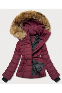 Krátká dámská zimní bunda MODA768 bordová