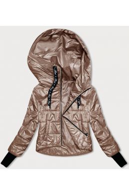 Dámská podzimní bunda s látkovými rukávy MODA8188 karamelová