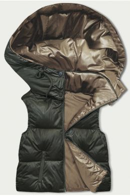 Dámská vesta s kapucí MODA8156 khaki