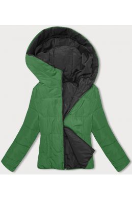 Oboustranná přechodná bunda s kapucí MODA8181 černo-zelená
