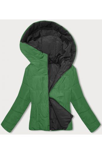 Oboustranná přechodná bunda s kapucí MODA8181 černo-zelená