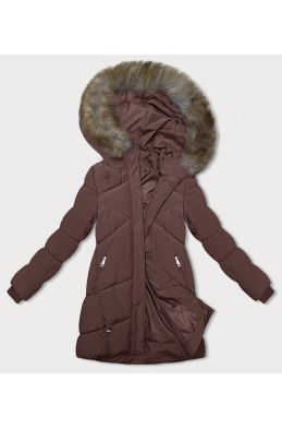 Dámská zimní bunda s kapucí MODA3015 hnědá