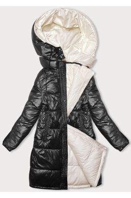 Hrubá dámská zimní bunda MODA768 černá-ecru