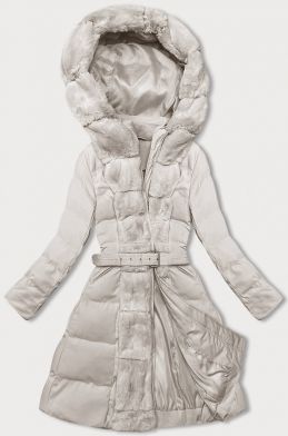 Dámská zimní bunda s ozdobnou kožešinou MODA3158 béžová