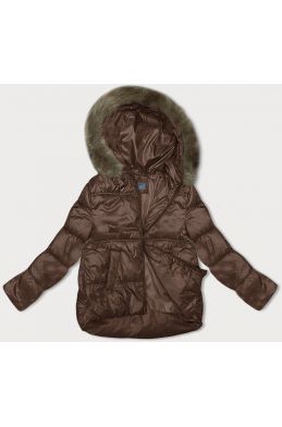 Dámská zimní bunda s kapucí MODA8205BIG hněda