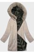 Oboustranná dámská zimní bunda MODA8202 khaki-béžová