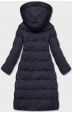 Dlouhá dámská zimní bunda s kožíškem 2M-025 tmavěmodra