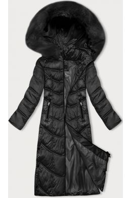 Dlouha dámská zimní bunda s kapucí S'west MODA8198 černá