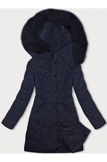 Prošívaná dámská zimní bunda s kapucí LHD MODA057 tmavěmodrá