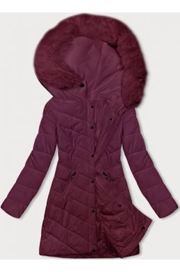Prošívaná dámská zimní bunda s kapucí LHD MODA057 bordová