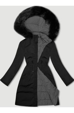 Dámská bunda s kapucí MODA9159 černo-šedá