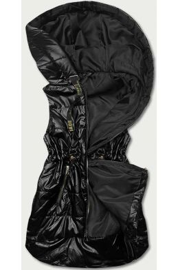 Dámská lesklá vesta s kapucí MODA8131BIG černá