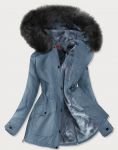 Vodě-odolná dámská zimní bunda MODA176 modro-šedá XXL