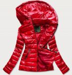 Krátká dámská prošívaná jarní bunda s kapucí MODA333 červená S