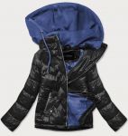 Dámská jarní bunda s kapucí MODA003 černo-modrá S