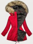 Dámská oboustranná zimní bunda MODA555 červeno-hnědá S