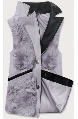 Elegantní dámská vesta z kožešinou MODA9593 šedá