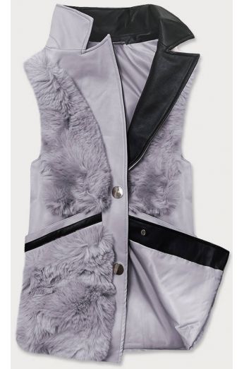 Elegantní dámská vesta z kožešinou MODA9593 šedá