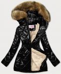 Lesklá dámská zimní bunda MODA756 černo-hnědá XXL